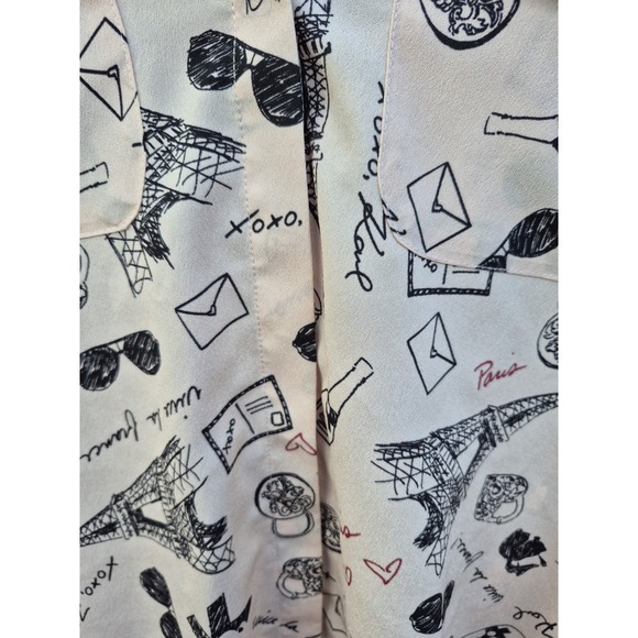 Karl Lagerfeld Blouse Pink Love From Paris Eiffel Tower Size XS EUC - Picture 7 of 9